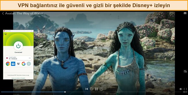 Disney Plus'&uuml;n VPN ile nasıl izleneceği hakkında kılavuz, Avatar'ı yayınlayan Disney Plus'ın İngiltere sunucusunda ExpressVPN ile nasıl izleneceği