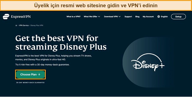 ExpressVPN web sitesini ziyaret ederek plana kaydolmak i&ccedil;in bir VPN ile Disney Plus nasıl izlenir kılavuzu