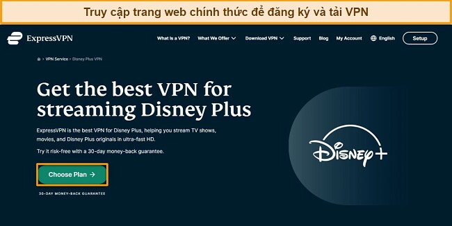 Hướng dẫn c&aacute;ch xem Disney Plus bằng VPN: Gh&eacute; thăm trang web ExpressVPN v&agrave; đăng k&yacute; g&oacute;i dịch vụ